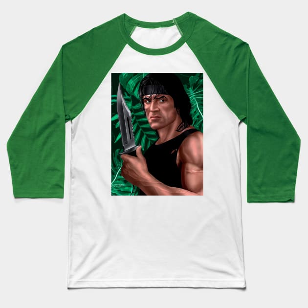 First Blood Rambo Baseball T-Shirt by PjesusArt